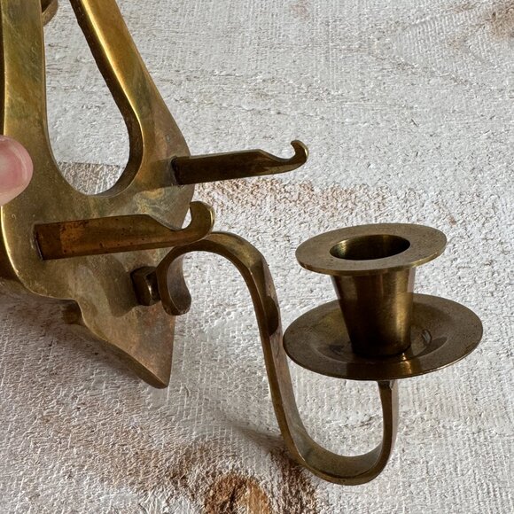 Vintage Brass Candlestick Sconces - Picture 7 of 12